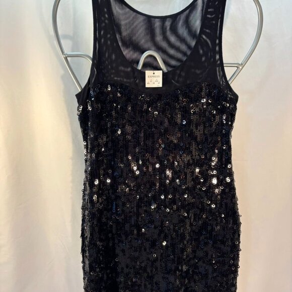 Black Sequin Sleeveless Mini Dress By Express S - Picture 5 of 8